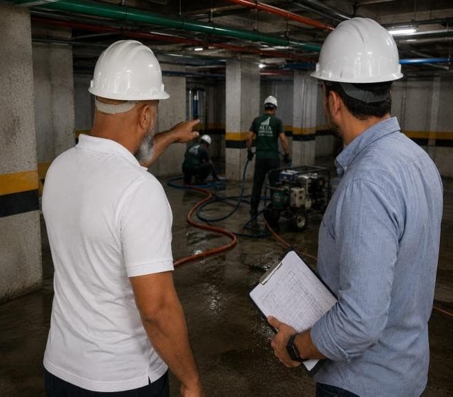 Inspeção de tubulação em obra